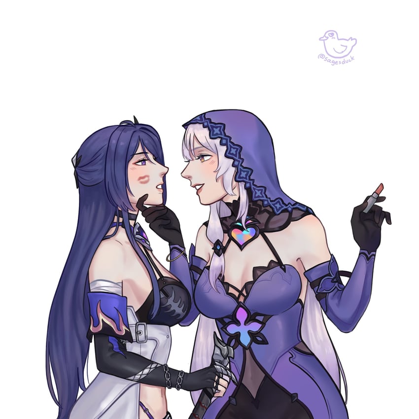 acheron and black swan (honkai and 1 more) drawn by kallduck