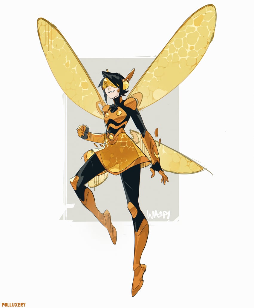 wasp and janet van dyne (marvel and 1 more) drawn by polluxery