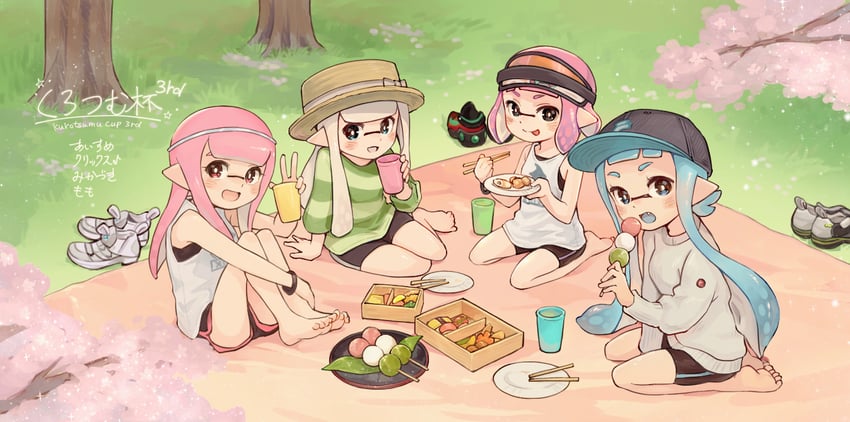 inkling player character and inkling girl (splatoon) drawn by rechain