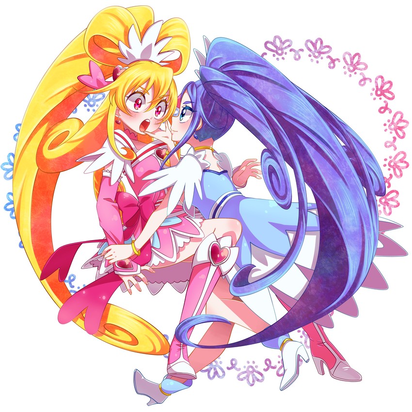 hishikawa rikka, aida mana, cure heart, and cure diamond (precure and 1 more) drawn by yupiteru