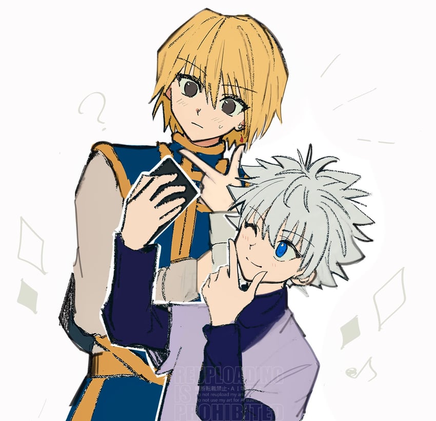 killua zoldyck and kurapika (hunter x hunter) drawn by s_go05
