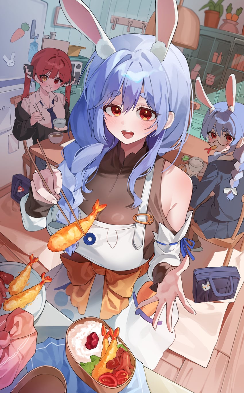 houshou marine, usada pekora, and pekomama (hololive) drawn by newda_al
