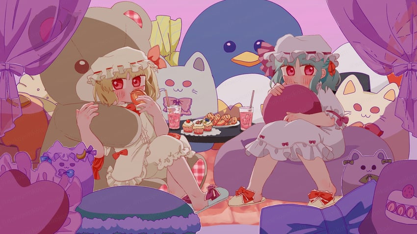 remilia scarlet and flandre scarlet (touhou and 1 more) drawn by nokoponkotu