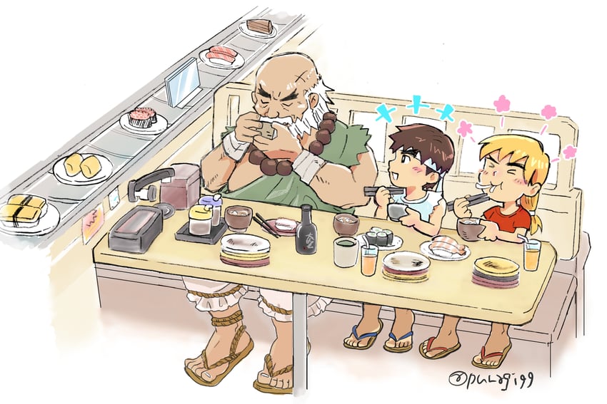 ryu, ken masters, and gouken (street fighter and 1 more) drawn by punagi99