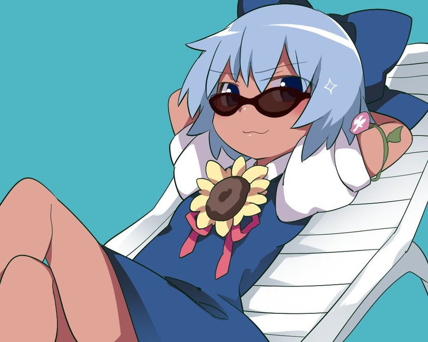 cirno and tanned cirno (touhou and 1 more) drawn by hammer_(sunset_beach)