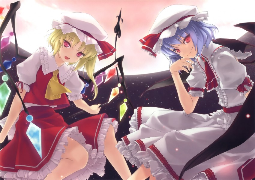 remilia scarlet and flandre scarlet (touhou) drawn by rokuwata_tomoe