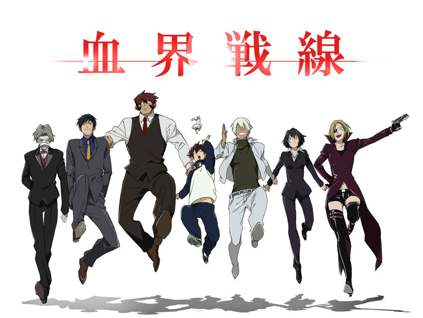 klaus von reinhertz, leonardo watch, zap renfro, steven a. starphase, chain sumeragi, and 3 more (kekkai sensen) drawn by pokerou