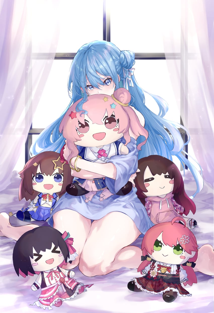hoshimachi suisei, sakura miko, azki, tokino sora, roboco-san, and 1 more (hololive) drawn by asahi_tsujino