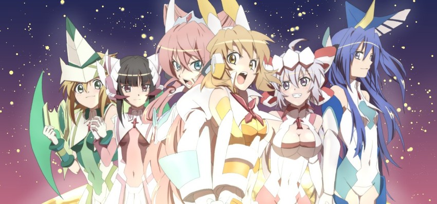 yukine chris, tachibana hibiki, akatsuki kirika, tsukuyomi shirabe, kazanari tsubasa, and 1 more (senki zesshou symphogear) drawn by shiwasuchan