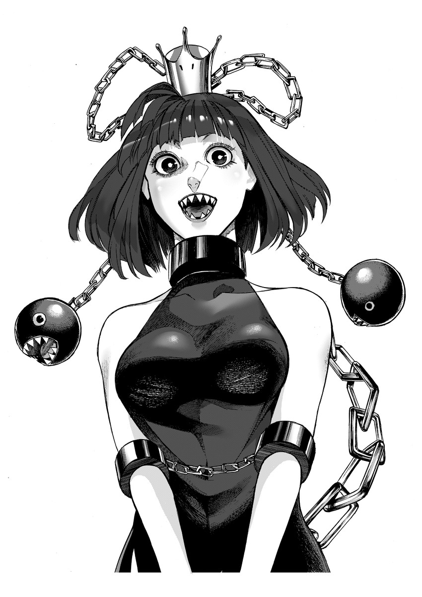 chain chomp and princess chain chomp (mario) drawn by hiraoka_koushi
