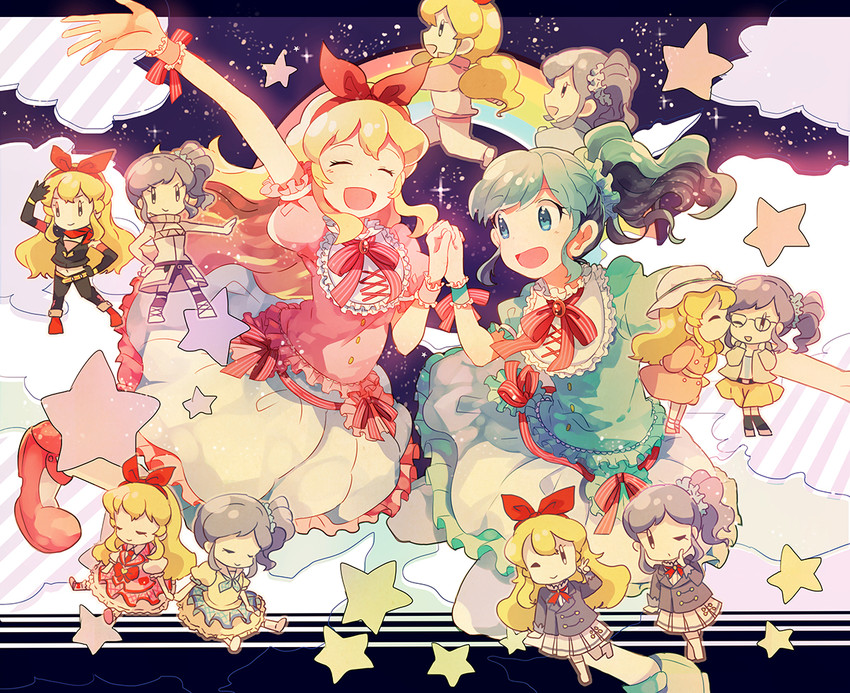 hoshimiya ichigo and kiriya aoi (aikatsu!) drawn by motto_(night_wear)