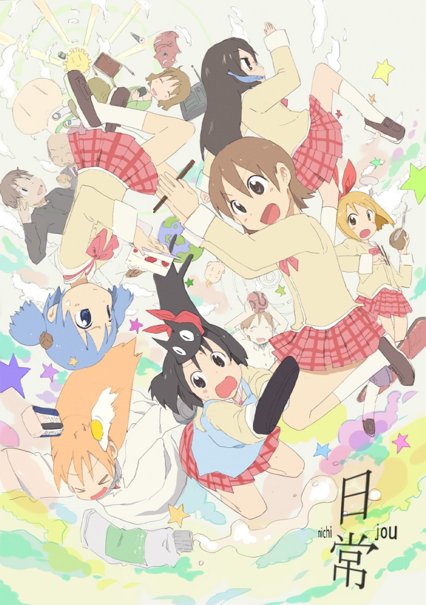 shinonome nano, naganohara mio, aioi yuuko, minakami mai, professor shinonome, and 7 more (nichijou and 1 more) drawn by ume_(plumblossom)