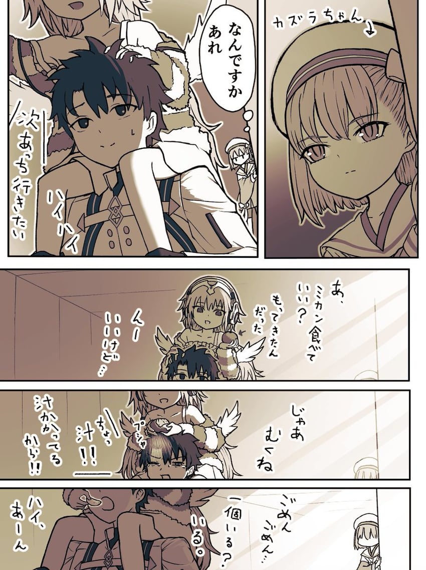 fujimaru ritsuka, jeanne d'arc, kazuradrop, and metatron jeanne (fate and 1 more) drawn by ttmt
