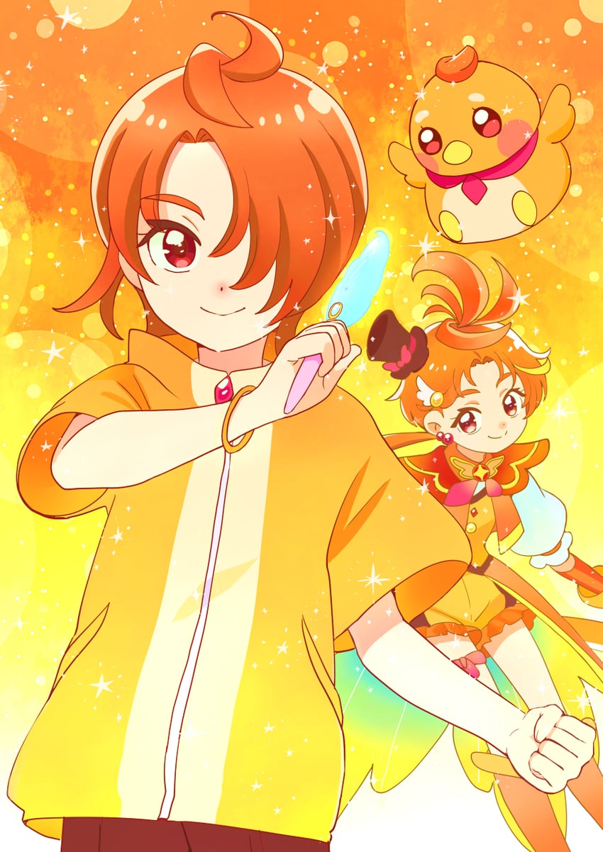 yuunagi tsubasa and cure wing (precure and 1 more) drawn by kyanos_(b_0000ff)