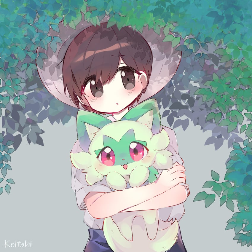 florian and sprigatito (pokemon and 1 more) drawn by koitshi