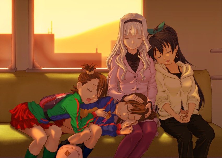shijou takane, ganaha hibiki, futami mami, futami ami, and hamuzou (idolmaster) drawn by ju_go_(toamariitutu)