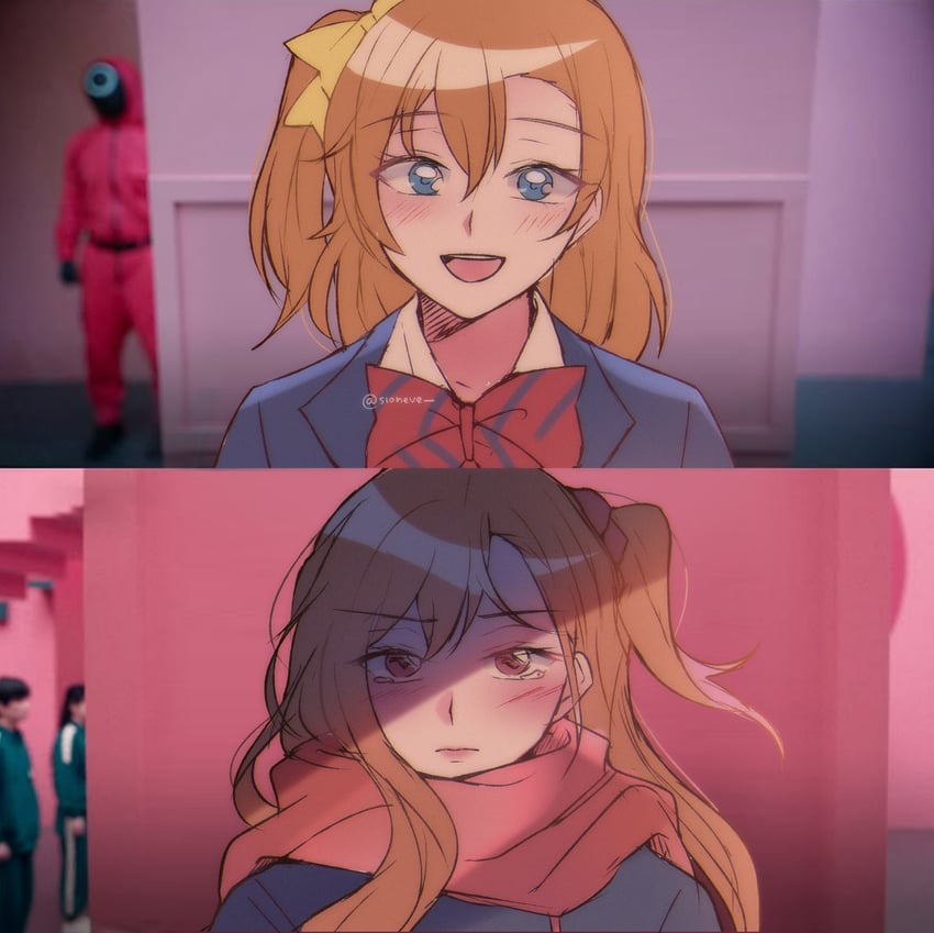 kosaka honoka and takahashi polka (love live! and 3 more) drawn by sioneve