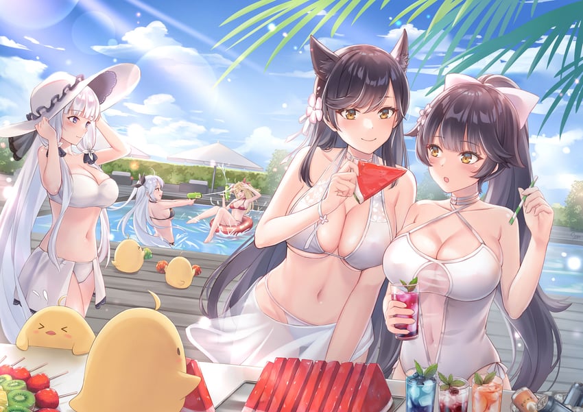 manjuu, atago, prinz eugen, illustrious, takao, and 1 more (azur lane) drawn by sebu_illust