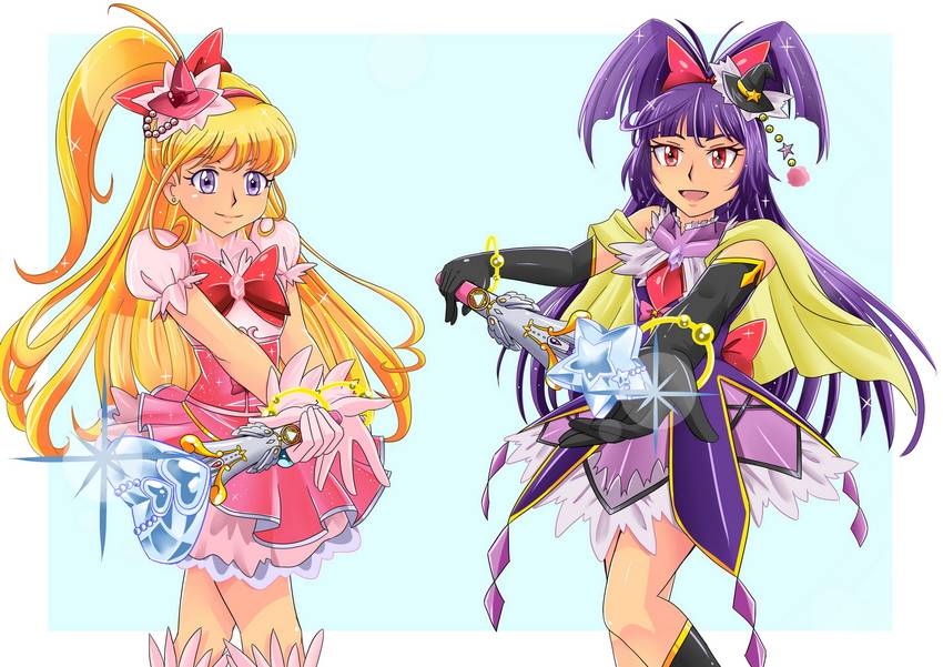 asahina mirai, izayoi liko, cure miracle, and cure magical (precure and 1 more) drawn by meierufu