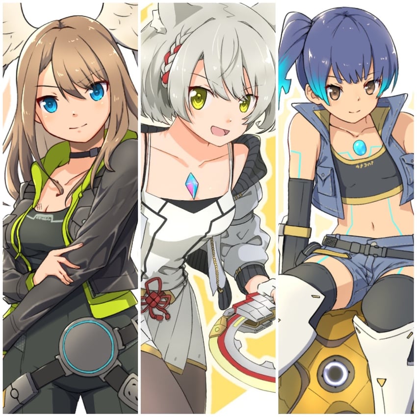 mio, eunie, and sena (xenoblade chronicles and 1 more) drawn by tekology