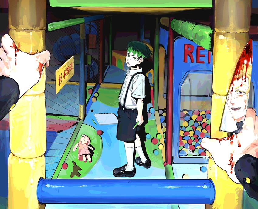 kishibe rohan, kira yoshikage, sugimoto reimi, and arnold (jojo no kimyou na bouken and 1 more) drawn by flying_anchovy