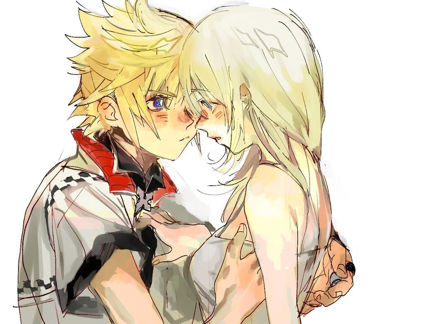 roxas and namine (kingdom hearts and 1 more) drawn by meameeea
