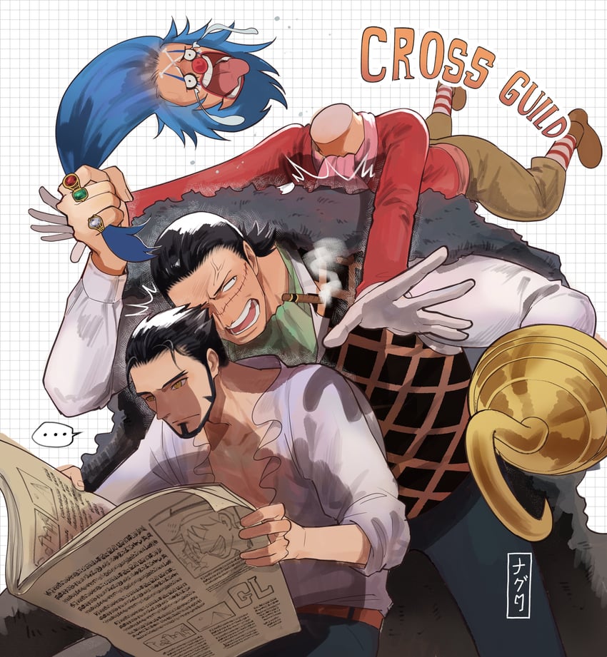 crocodile, buggy the clown, and dracule mihawk (one piece) drawn by ngumngim