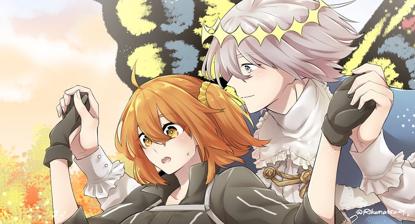 fujimaru ritsuka and oberon (fate and 2 more) drawn by rikumats