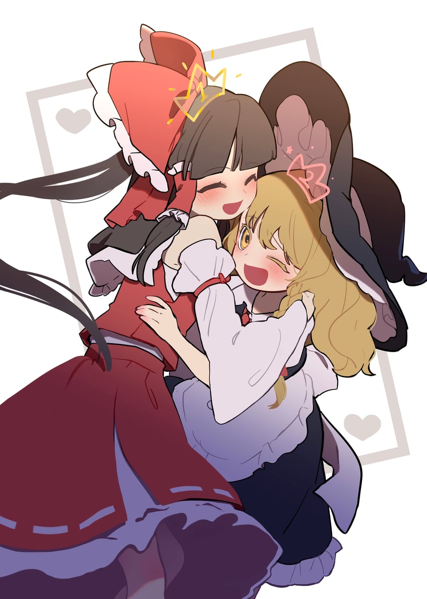 hakurei reimu and kirisame marisa (touhou) drawn by niru_(ka_k_0517)