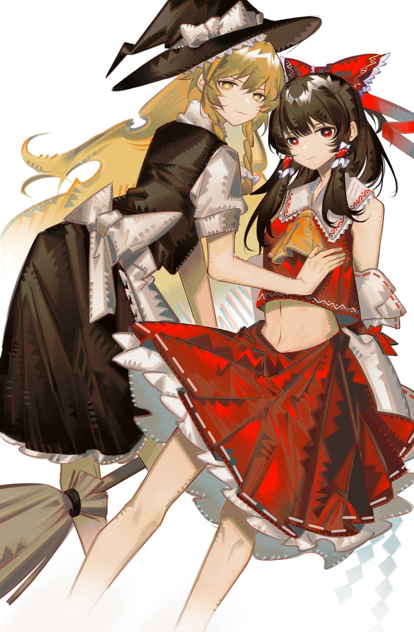 hakurei reimu and kirisame marisa (touhou) drawn by rin_lingsong