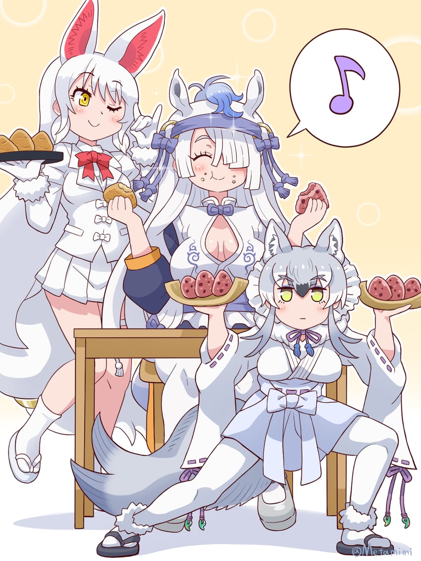 oinari-sama, makami, and gyokuryu (kemono friends and 1 more) drawn by metamimi
