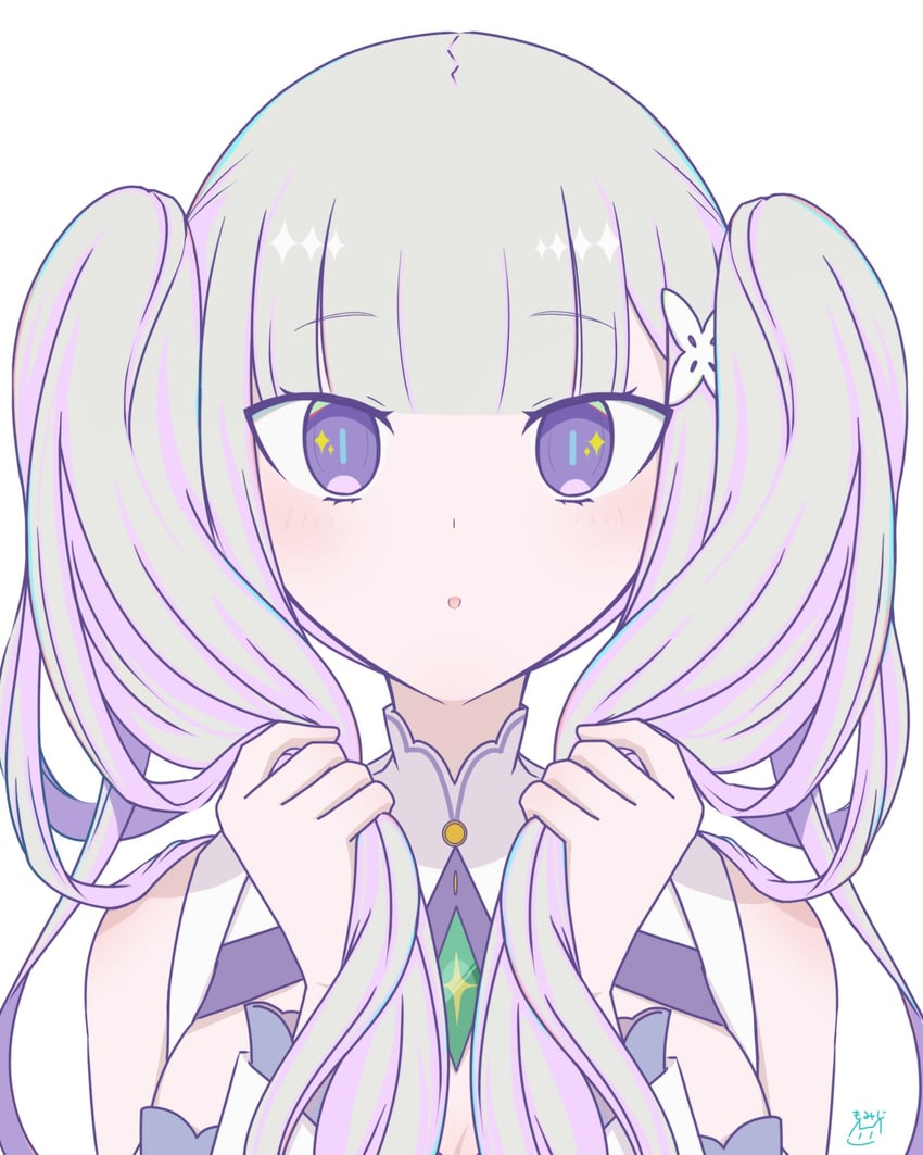 emilia (re:zero kara hajimeru isekai seikatsu) drawn by egamitai123