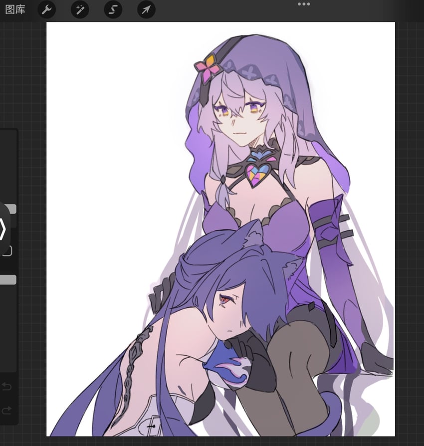 acheron and black swan (honkai and 1 more) drawn by wokezhenshuaina