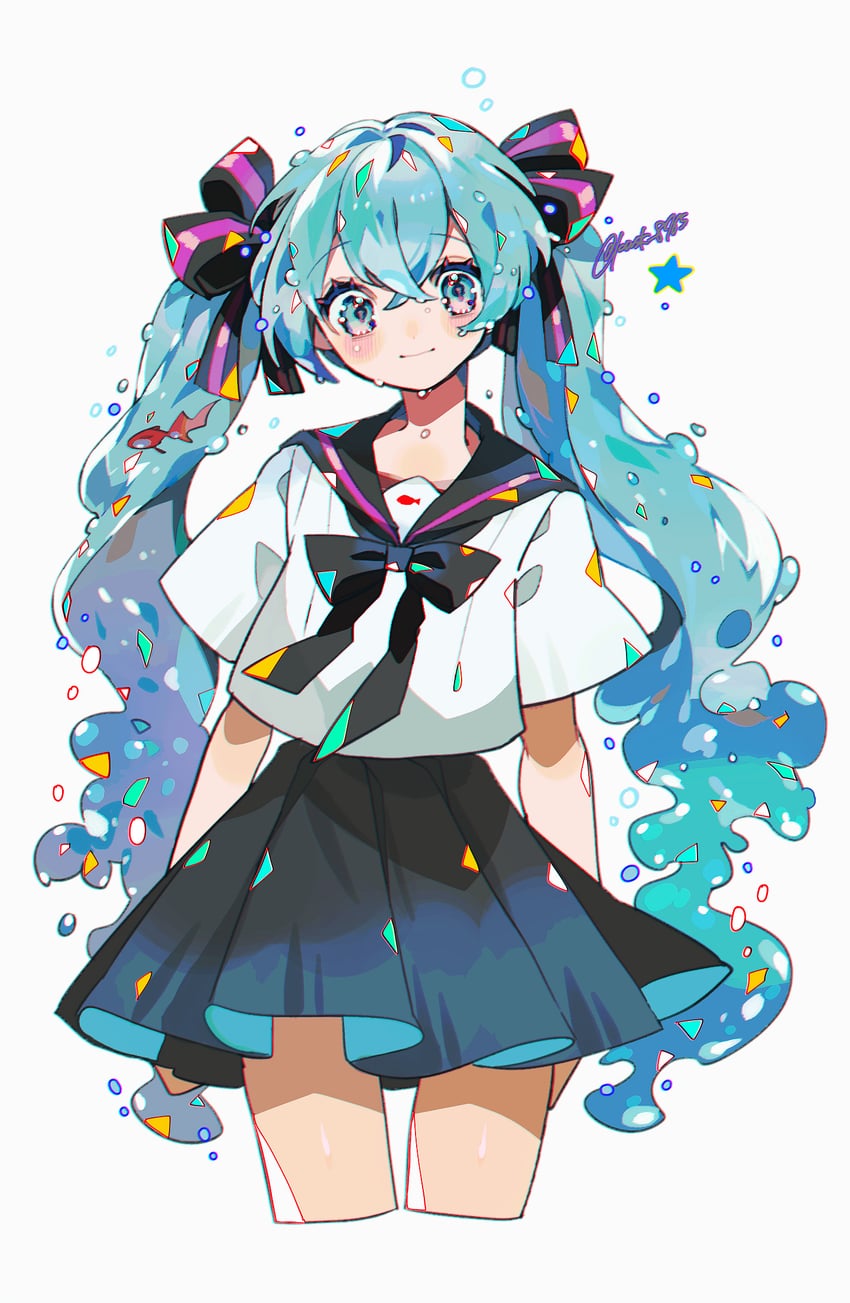 hatsune miku and bottle miku (vocaloid) drawn by kawasaki_(kwsk_8765)