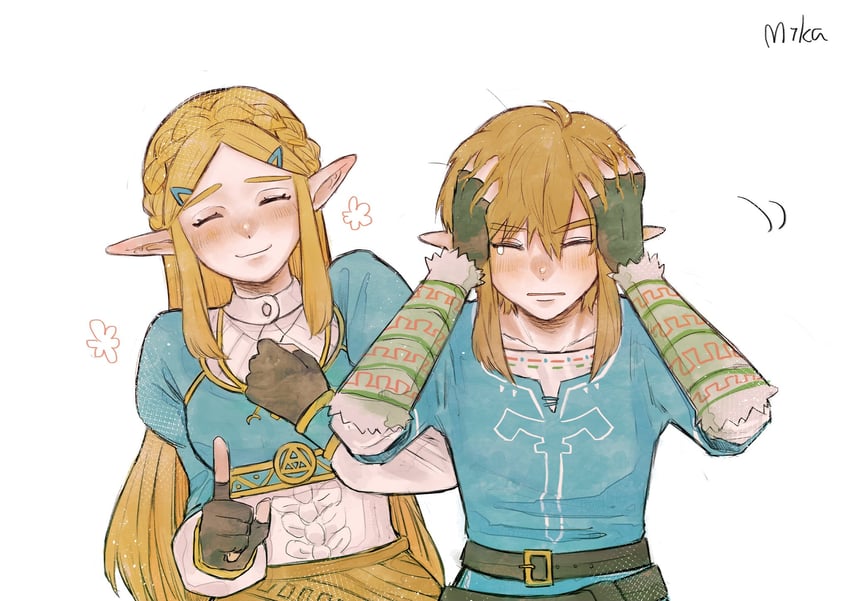 link and princess zelda (the legend of zelda and 1 more) drawn by meli_403_mika