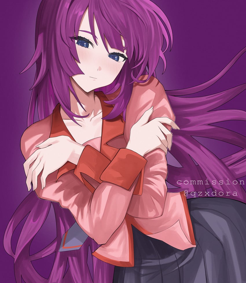 senjougahara hitagi (monogatari and 1 more) drawn by qzxdoraa