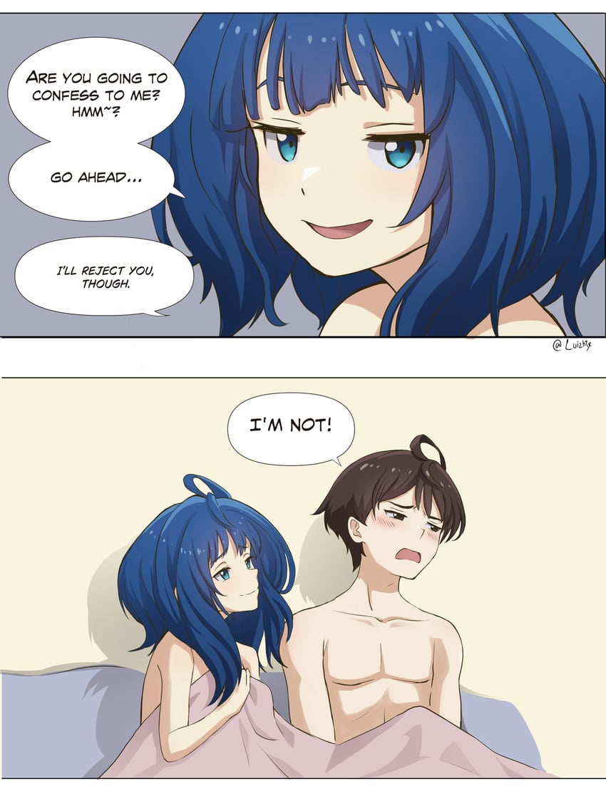 yanami anna and nukumizu kazuhiko (make heroine ga oo sugiru!) drawn by luizhtx