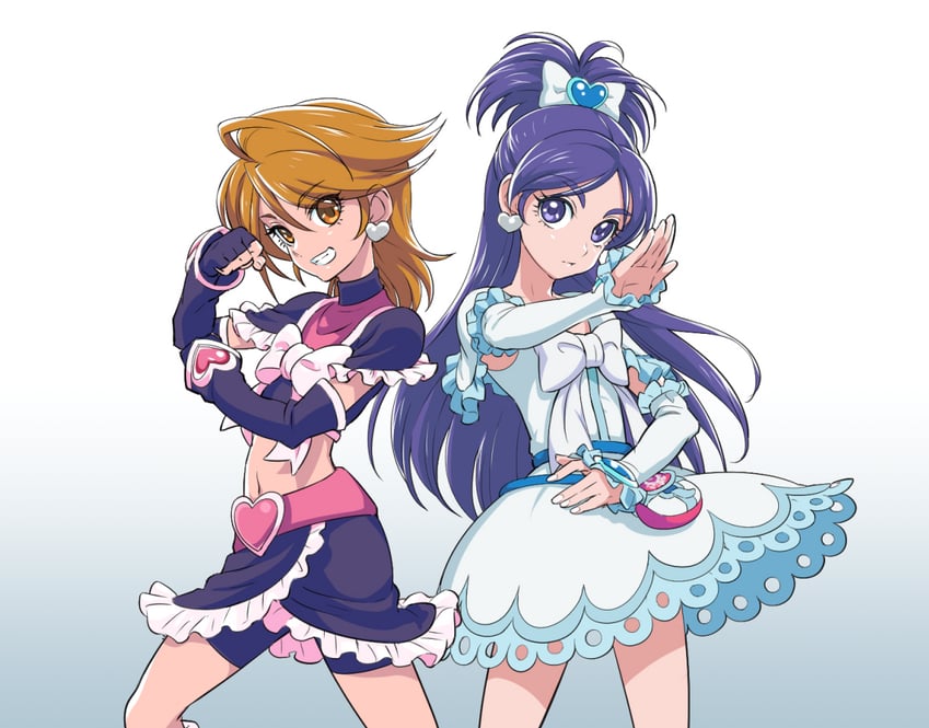 misumi nagisa, yukishiro honoka, cure black, and cure white (precure and 4 more) drawn by sjw_kazuya