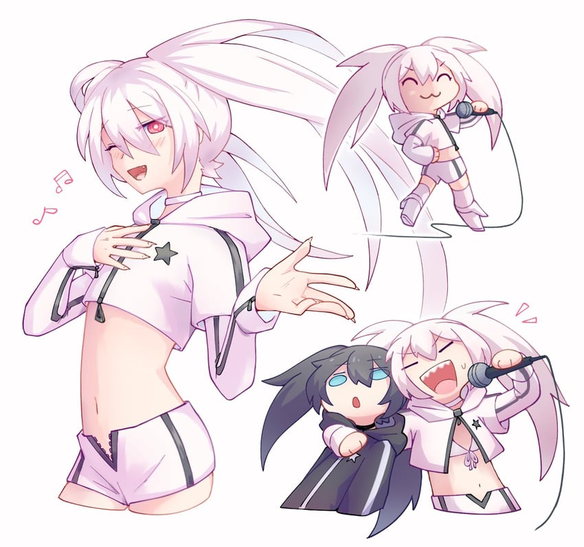 black rock shooter and white rock shooter (black rock shooter) drawn by mehyuew39