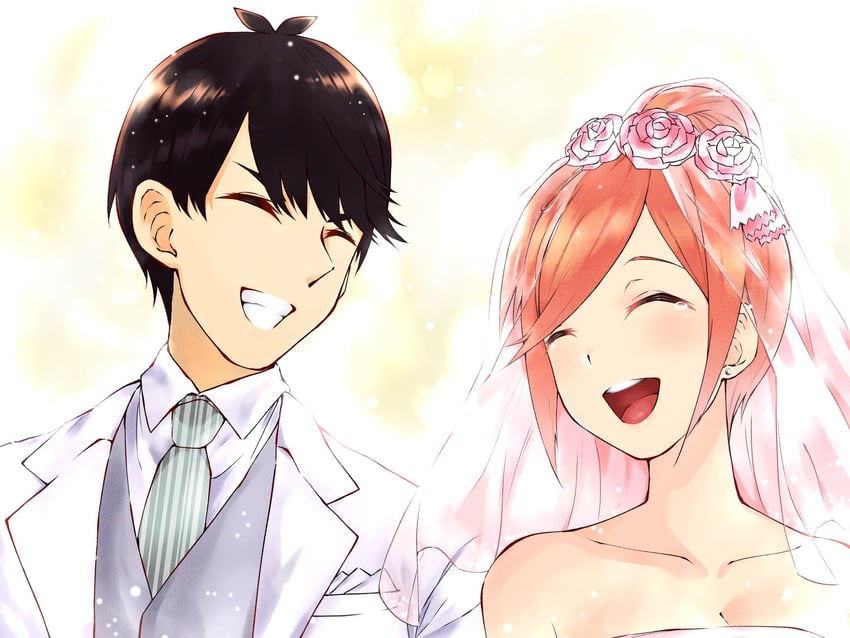 nakano yotsuba and uesugi fuutarou (go-toubun no hanayome) drawn by wai_(y48754085)