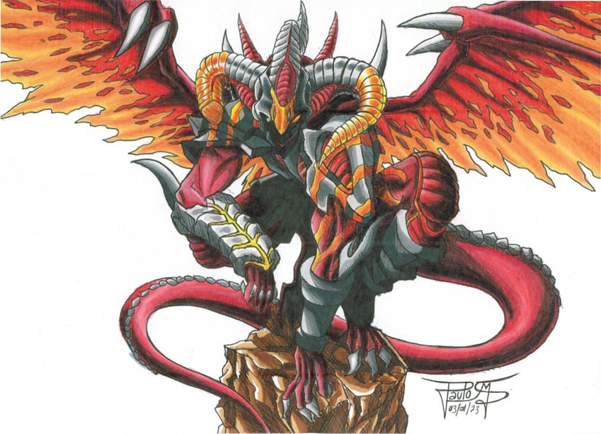 red daemons dragon scarlight (yu-gi-oh! and 1 more) drawn by jpauloms007