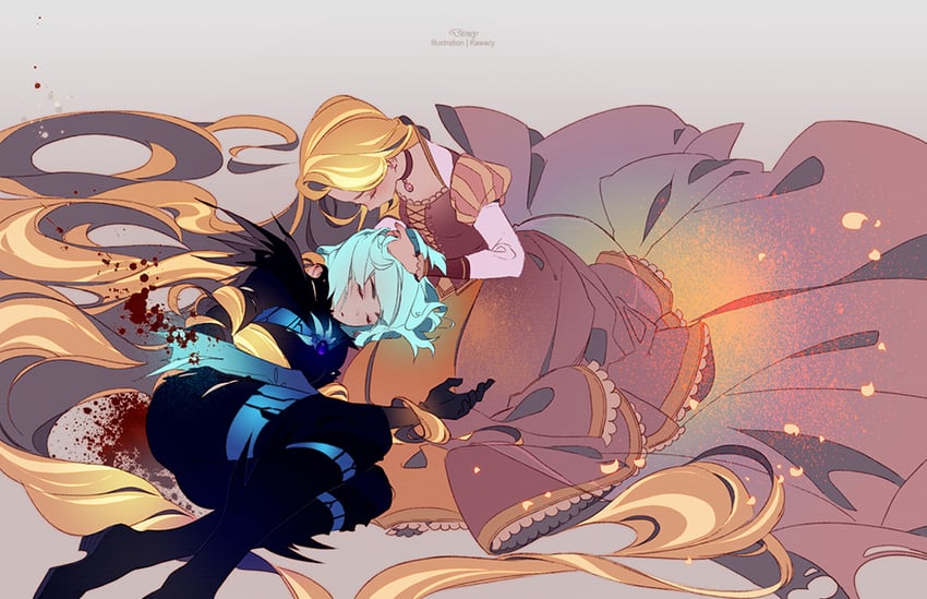 rapunzel and cassandra (tangled and 1 more) drawn by kawacy