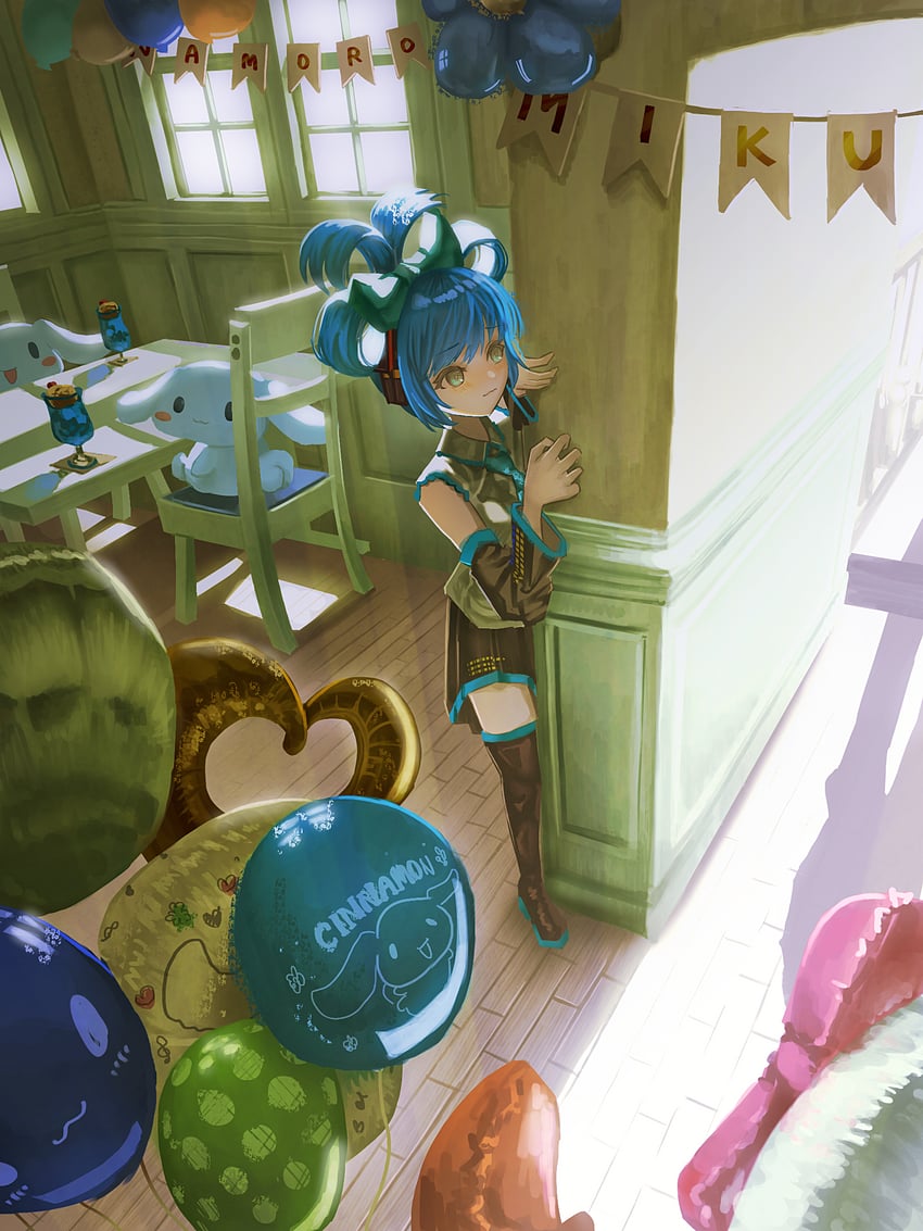 hatsune miku, cinnamoroll, and cinnamiku (vocaloid and 2 more) drawn by kagenoyuhi
