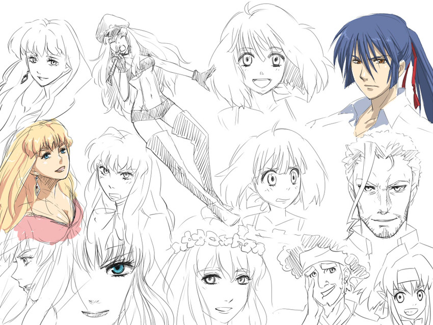 sheryl nome, ranka lee, saotome alto, klan klein, and ozma lee (macross and 1 more) drawn by nira_(niratoro)