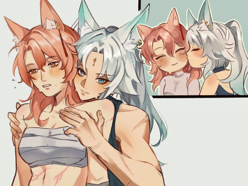 feixiao and jiaoqiu (honkai and 1 more) drawn by jobybolu