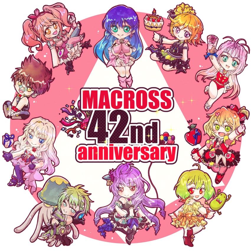 sheryl nome, ranka lee, mikumo guynemer, freyja wion, kaname buccaneer, and 5 more (macross and 4 more) drawn by nagisa_tomo