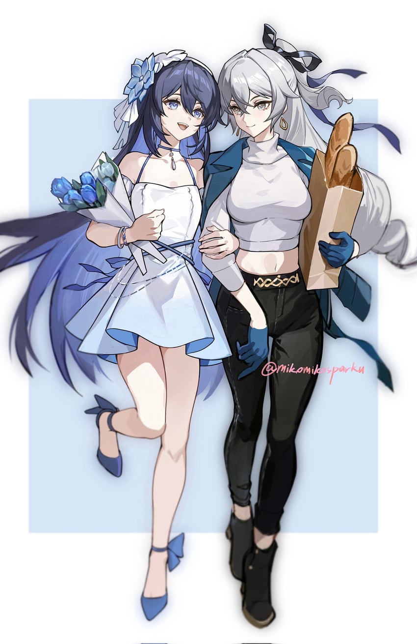 bronya zaychik and seele vollerei (honkai and 1 more) drawn by mie_xing