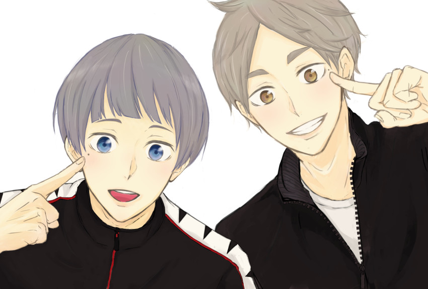 sugawara koushi and nitori aiichirou (haikyuu!! and 1 more) drawn by mentir-se