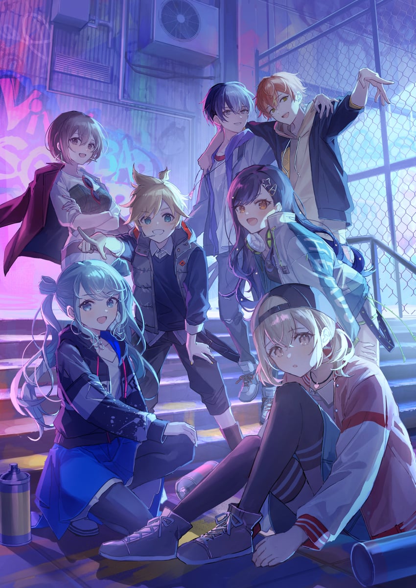 hatsune miku, kagamine len, meiko, shinonome akito, shiraishi an, and 5 more (vocaloid and 1 more) drawn by oyuyu