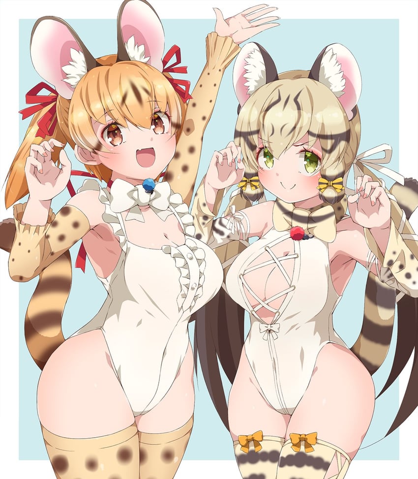 geoffroy's cat and large-spotted genet (kemono friends and 1 more) drawn by drias